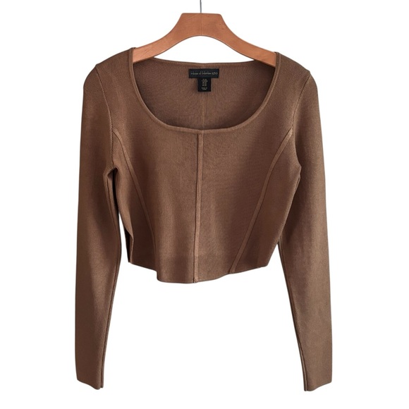 HOUSE OF HARLOW 1960 Camel Ribbed Cropped Corset Top Size M - Picture 2 of 9